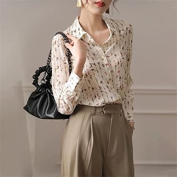 美品✨　アパルトモン　Washable Silk Shirt　シルク混　24SS Silk Shirt Women's 2024 Spring Printed Long-Sleeved Shirt